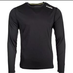 NWT Diadora Men’s Black Long Sleeve Core Athletic Tee Shirt Layer - Size Medium